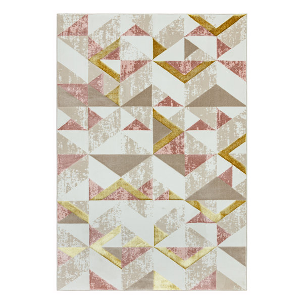 Etta Avenue Lea Flag Flatweave Pink/Grey/Yellow Rug Wayfair.co.uk